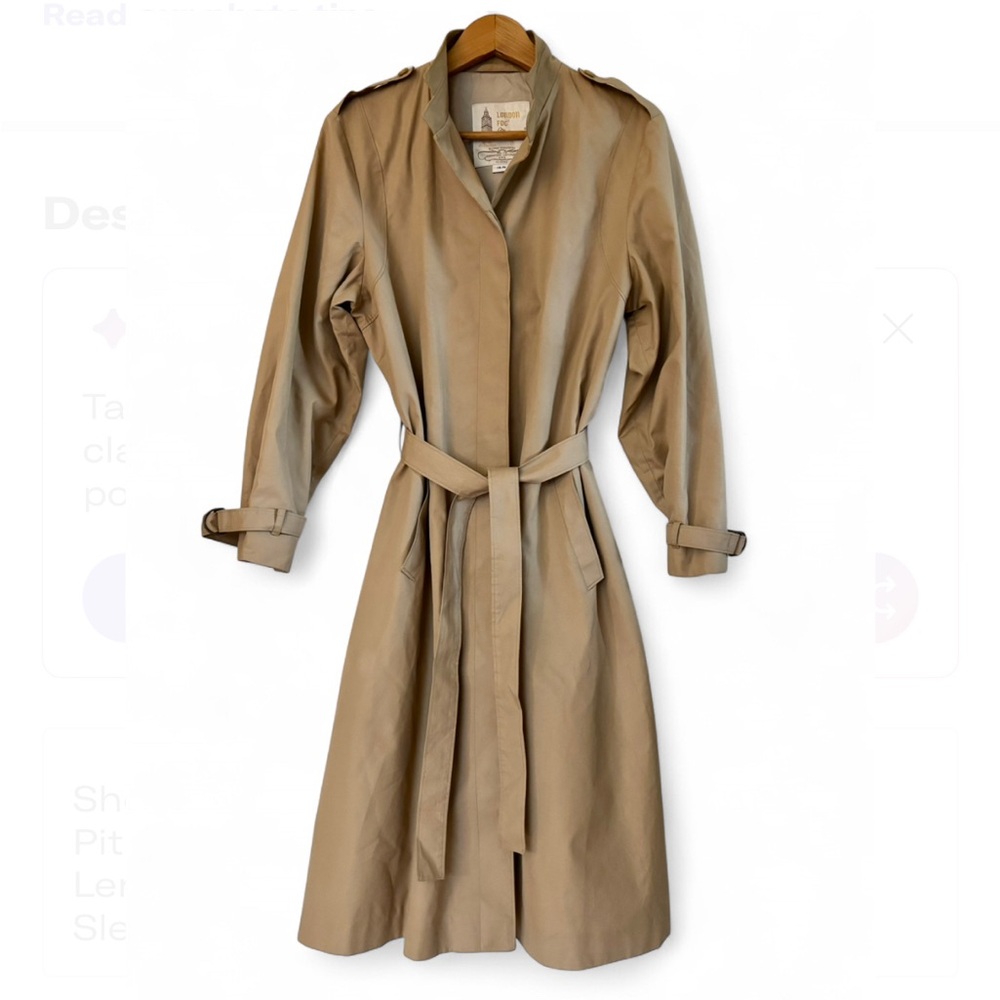 Vintage London Fog Trench Coat Womens 14M Tan Classic Minimalist Lightweight USA